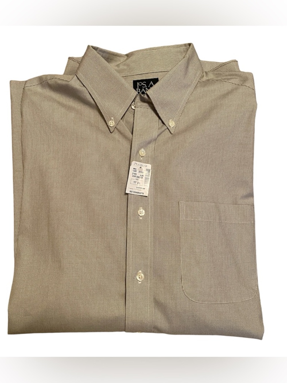 Jos. A. Bank NWT! Men's Button-Down Dress Shirt Light Beige Size 17-35 - Picture 9 of 9